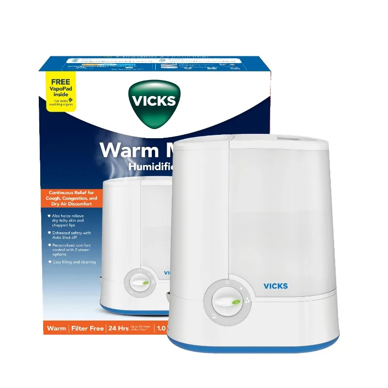 

Увлажнитель теплого влажности Vicks, 1 галлон, 400 кв. футов, белый, V750D1V2