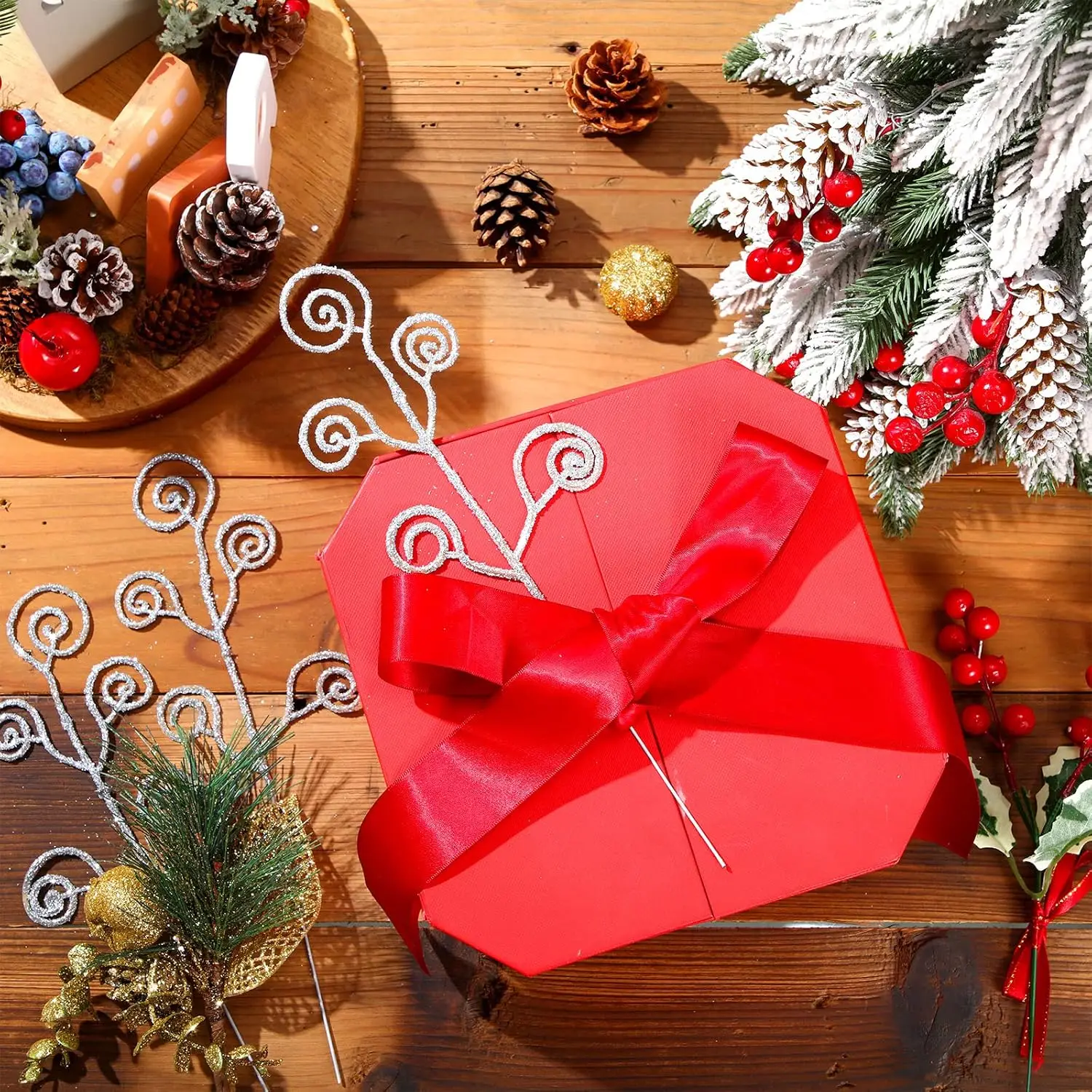 5/10 stücke Künstliche Pflanzen Neue Jahr Weihnachten Kiefer Girlande Kranz Hause Dekorationen Hochzeit Im Freien Garten Party DIY Geschenk box – Detail 13