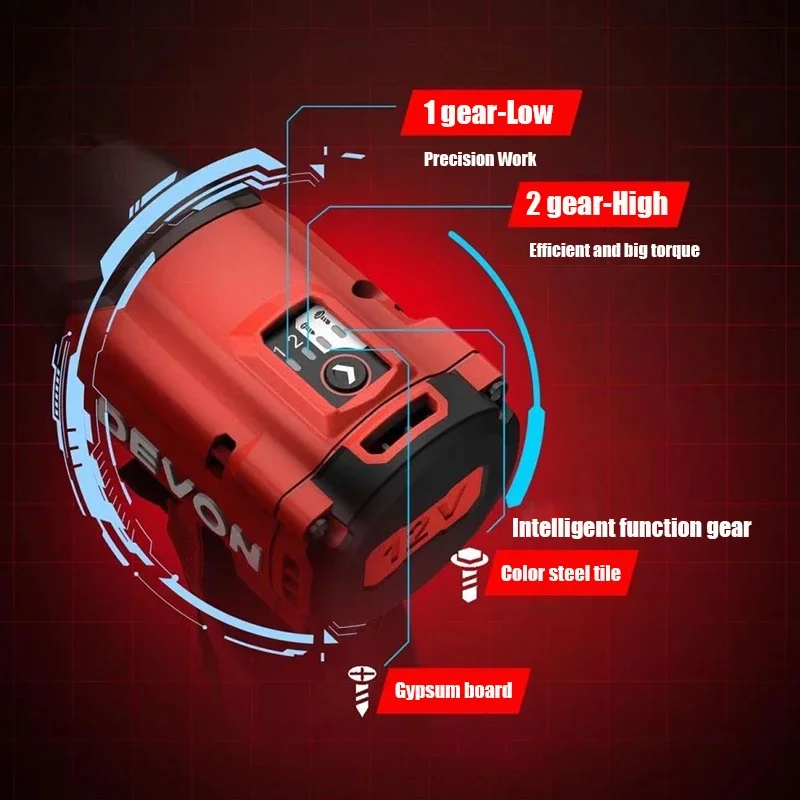 Devon 5767 Wireless Impact Screwdriver Brushless 12v 2 Intelligent Function Gear 140Nm 3300rpm 4100ipm Share Battery Platform