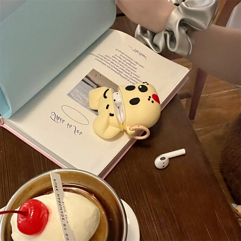 Cute Yellow Puppy Case for AirPods 4 Airpod 1 2 3 Pro Pro2  Bluetooth Earbuds Charging Box Protective Earphone Case Cover