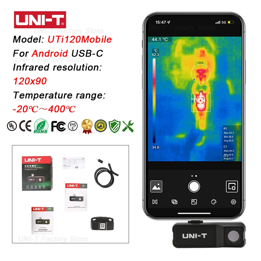 熱画像を備えたユニ赤外線サーマルカメラ,iPhoneタイプC用ではないイ
