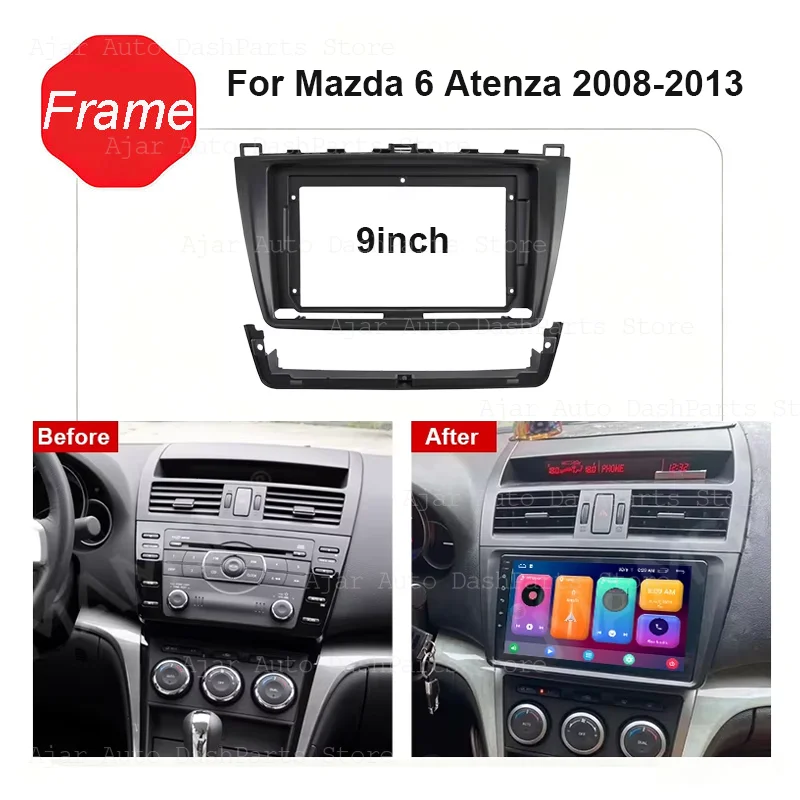 For Mazda 6 Atenza 2008-2013 Android Multimedia GPS MP4 Car Radio Fascia Stereo 9 inch Frame modification accessory set