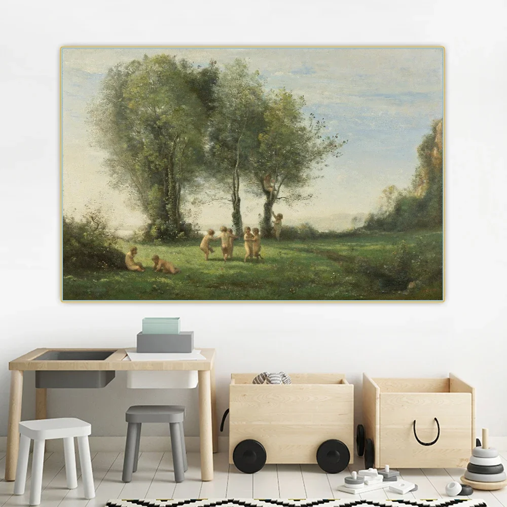 Citon Jean Baptiste Camille Corot《Ronde D'Amours. Sunrise》Canvas Art Oil painting Picture Background Wall Decor Home Decoration