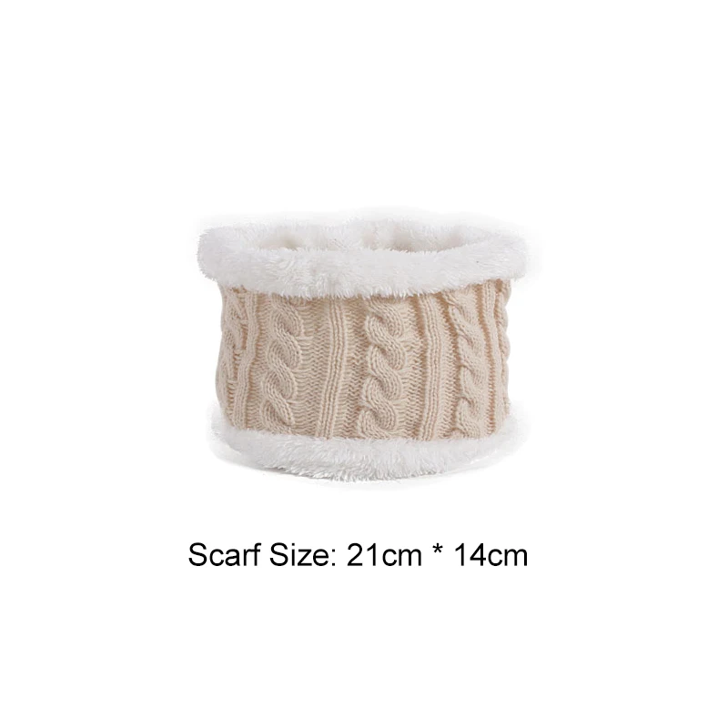 2pcs/set Winter Knitted Children Beanie Cap Scarf Set Kids Pompom Hat Scarf Suit Outdoor Thick Warm Accessories