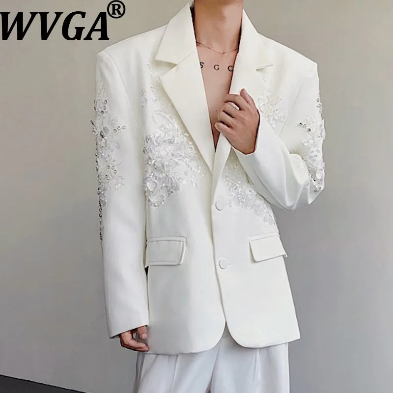 

WVGA Spring Autumn New Men Tide Three-Dimensional Sequin Embroidery Trendy Heavy Blazer Niche Chic Casual Suit Jacket Ins W16199