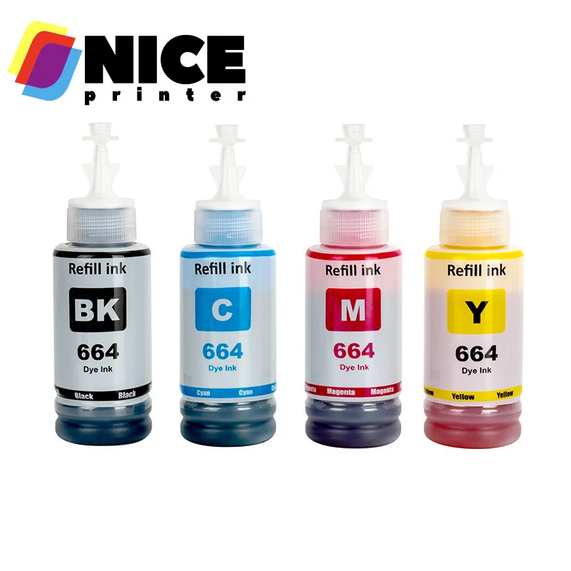 1Set Refill Dye Ink for Epson Eco Tank L210 L220 L360 L380 L355 L365 L310 L130 L110 L350 L1300 L1455 Refillable Dye Ink 664 T664