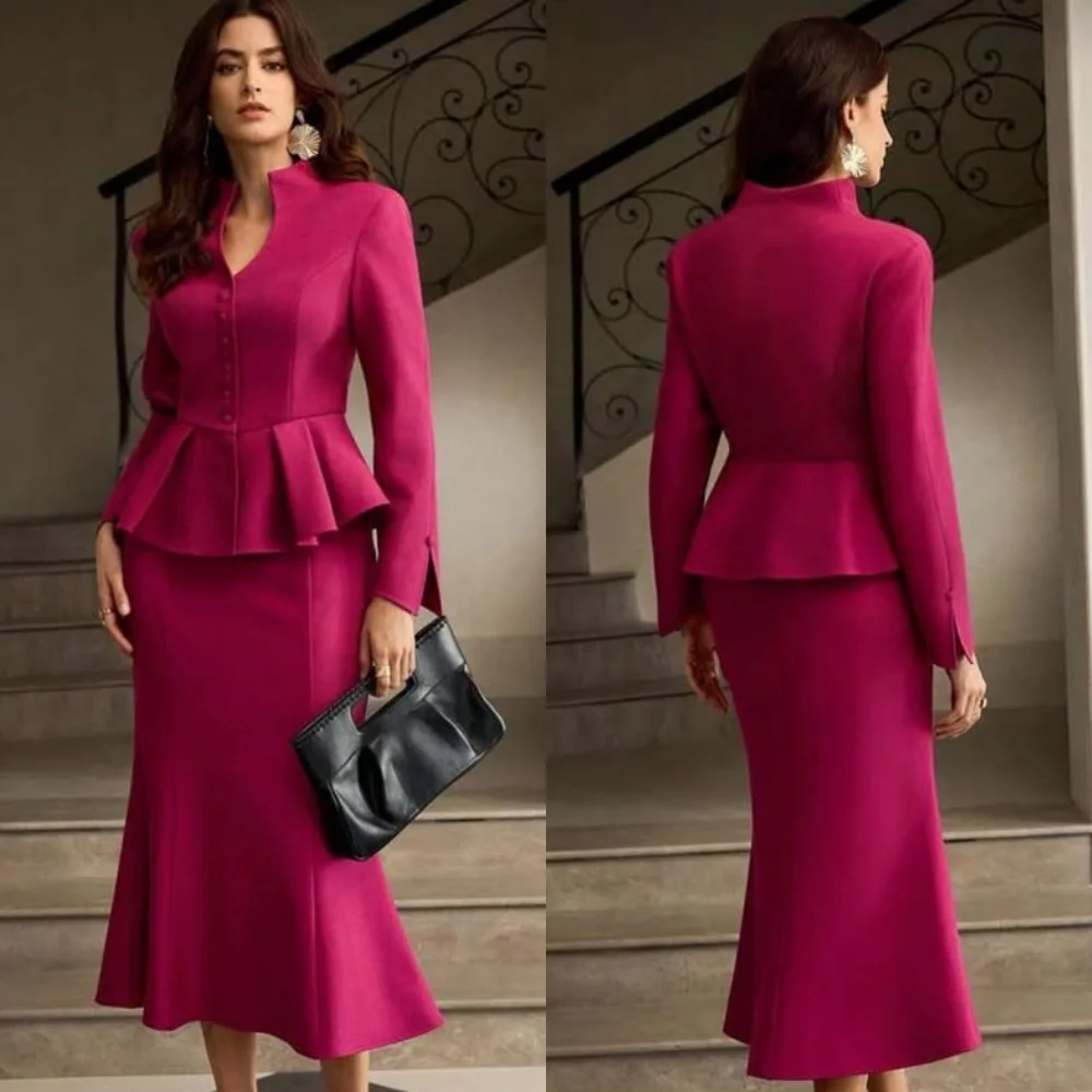 

Customized Modern Style Formal Jersey Button Ruched Mermaid V-neck Tea Length Dresses Bespoke Occasion Dresses Sizes Available