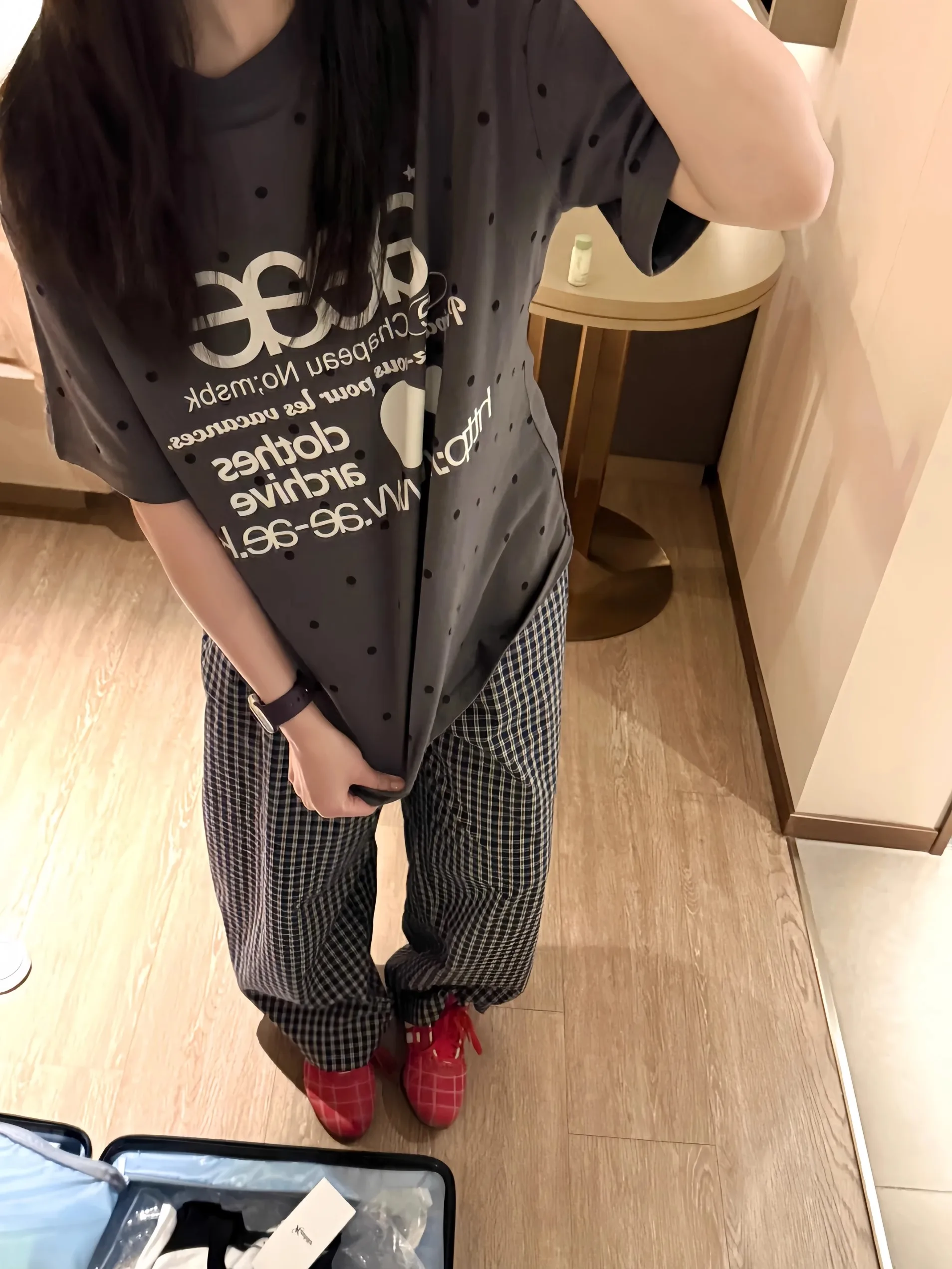 

Basic Polka Dot Letter Print round Ne ort Sve Loose Fit T-irt Women's Casual Top Cotton Summer Commute Sle