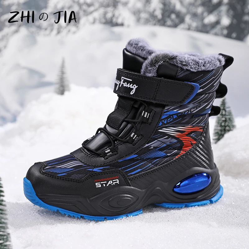 Winter Anti Slip Snow Boots Children's High Top Warm and Cold Resistant Boots Boys Outdoors Fashionable Sneaker 33-40