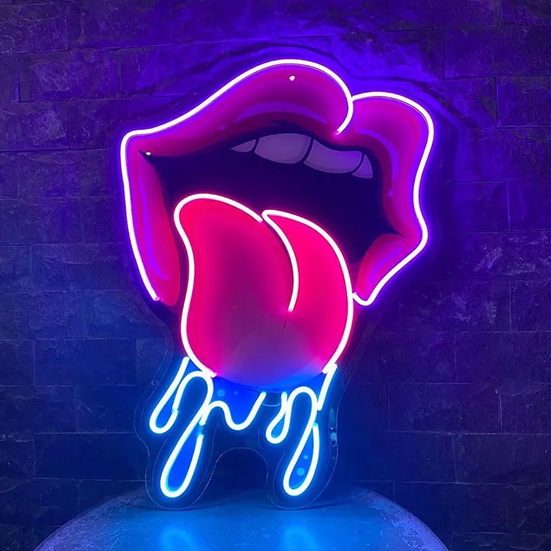 

Dripping Lips UV Print LED Neon Sign Bedroom Living Room Wall Art Deecor Led Neon Bar Club Party Home Decoration Neon Signs