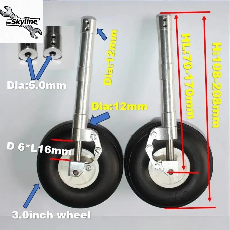 1Pair 70 80 90 100 --160 170mm D5 Hole  Main Damping Kneeling Landing Gear suitable for 3-6kg DIY Model Jet EDF RC Plane Parts