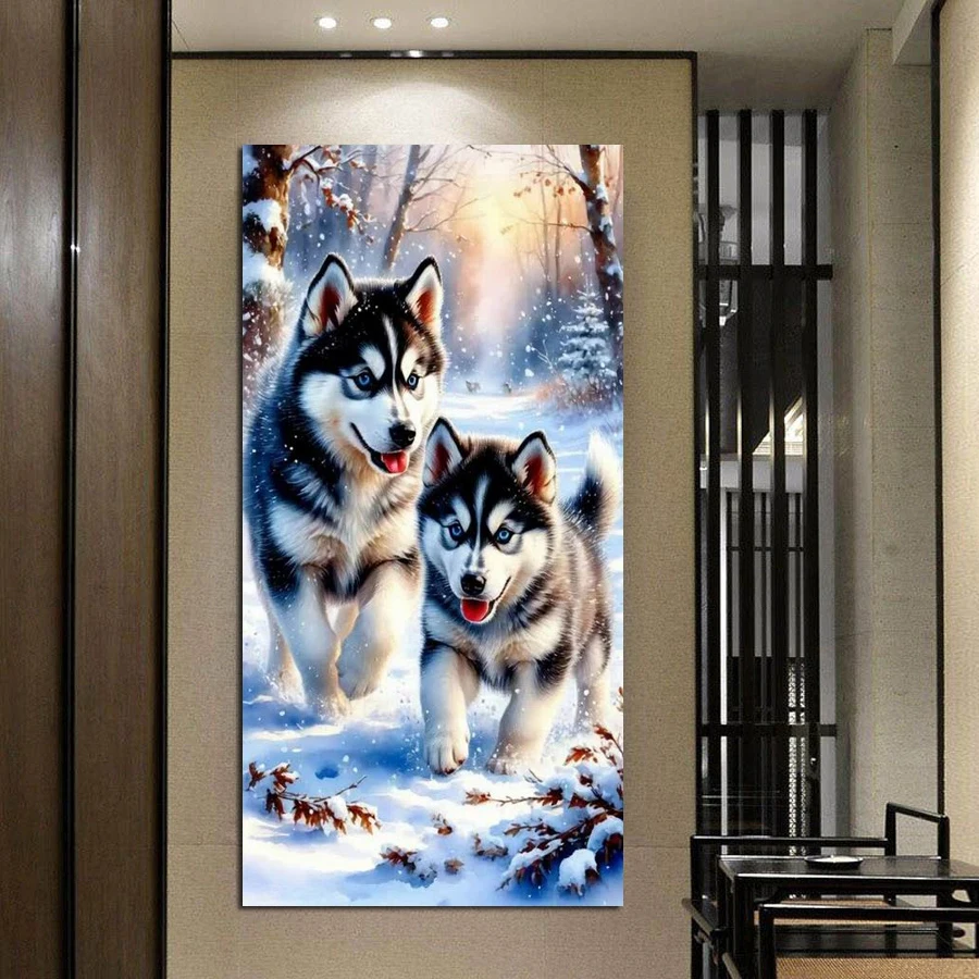 Snow Wolf Picture Large Size Diy Diamond Art Painting Wild Animals Full Square Round Drill Mosaic Embroidery Kits Wall Decor