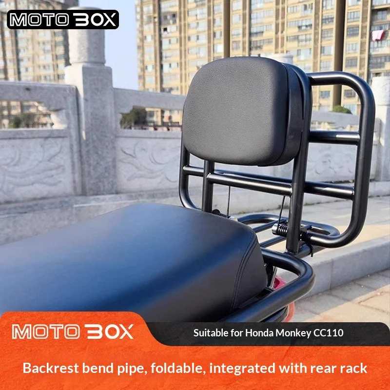 【Premium】For Honda Beast CC110 modified integrated rear seat backrest, folding rear rack, bent tube, rear seat backrest accessor