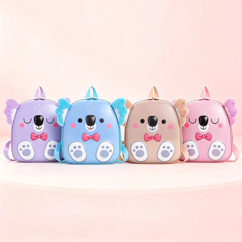 cartoon-fluffy-koala-toddler-backpack-cute-hard-shell-kids-mini-school-bag-waterproof-preschool-backpack-for-little-girls-boys