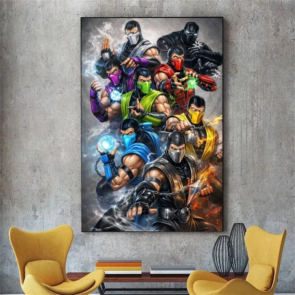 M-Mortal K-Kombat Poster DIY Vintage Movie Poster Wall Art Painting Study Stickers Wall Painting