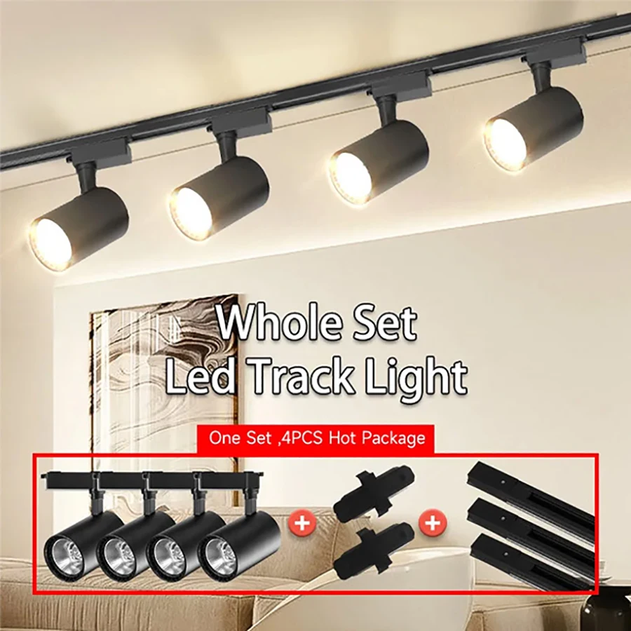 Track Light 220V COB Set Led Track Lighting Rail Lamp Led Spot 12/20/30/40W Store Home 220V Lights Ceil Fixture Shop