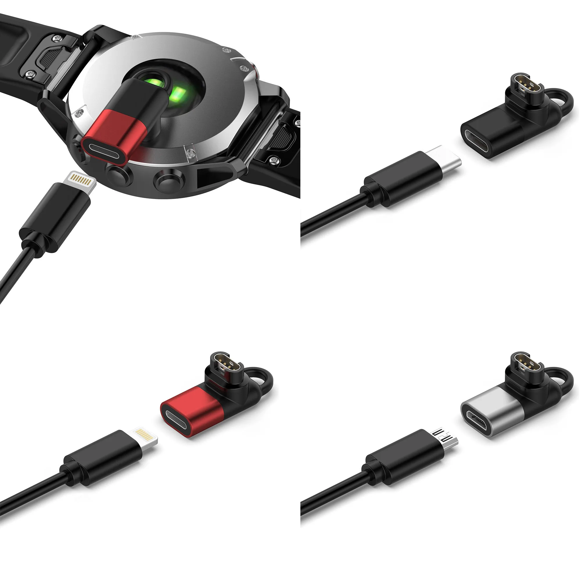 BEHUA USB Typ C/ Micro USB/ IOS zu 4-Pin Ladeadapter für Garmin Fenix 7/7X/7S/6/6X/6S/5/5X/5S Ladegerätanschluss – Detail 6