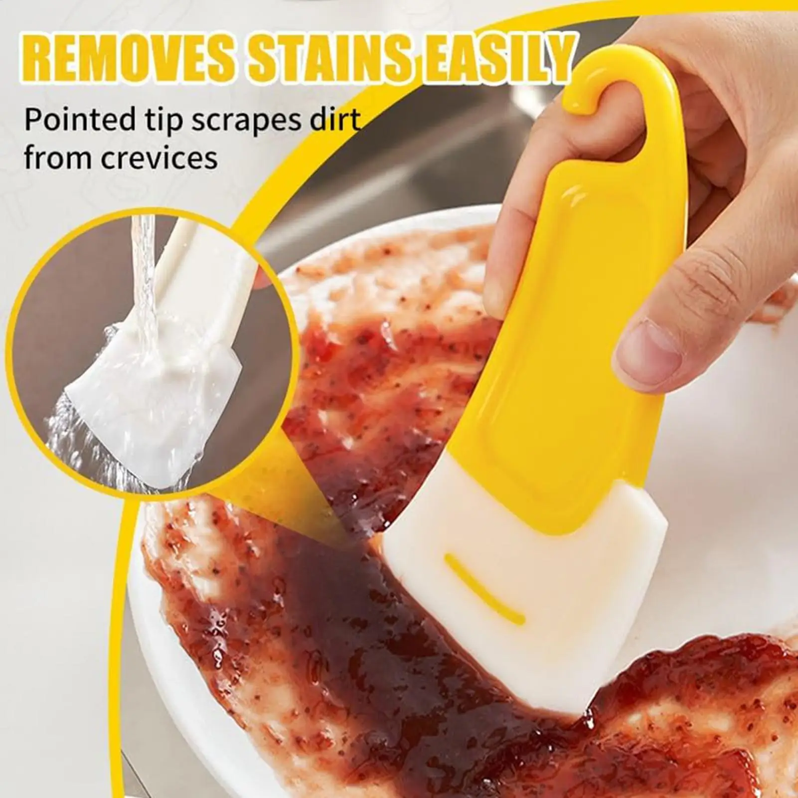 Silicone Pan Scraper Dish Cleaning Spatula Dish Scraper Non Stick Kitchen Pan Rubber Cleaning Spatula Pot Cleaning Tool