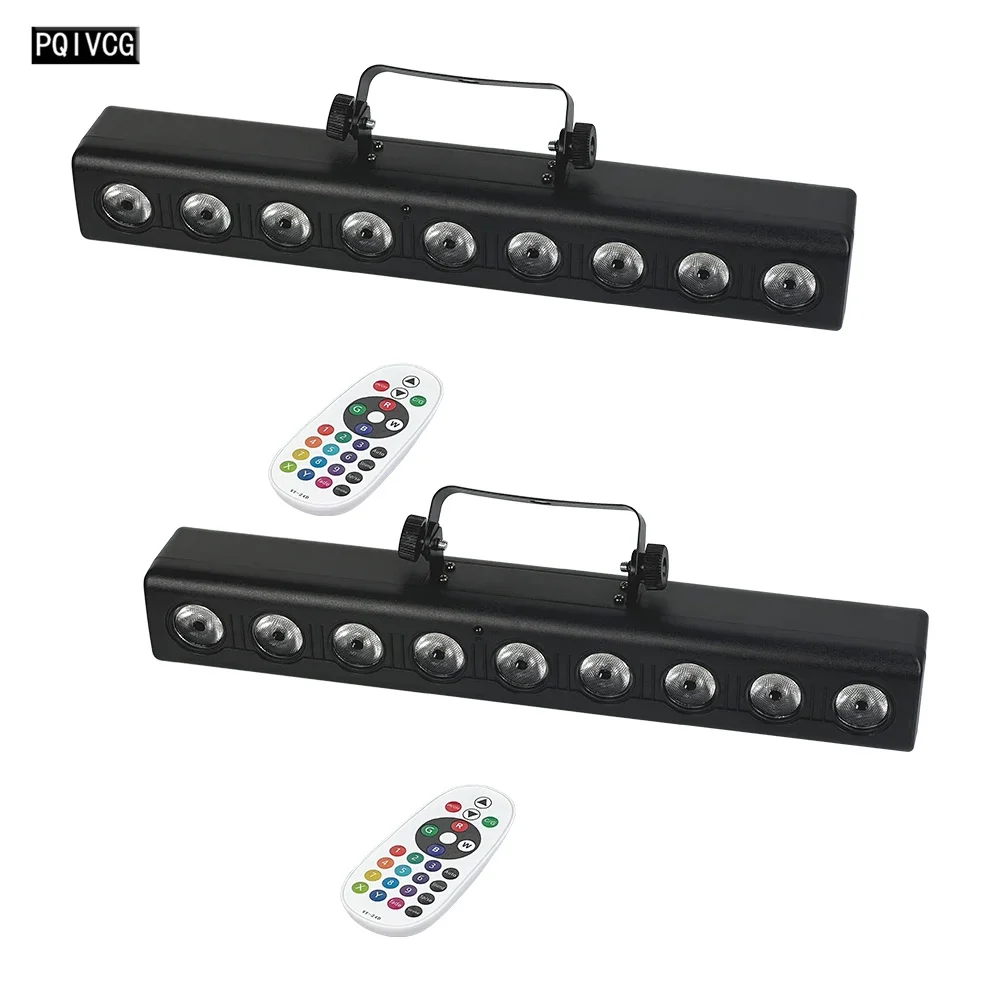 

2 pcs/set Remote 9x12w RGBW 4in1 Long Strips LED Wall Washer Stage Dyeing Lights DJ Bar Strobe Light