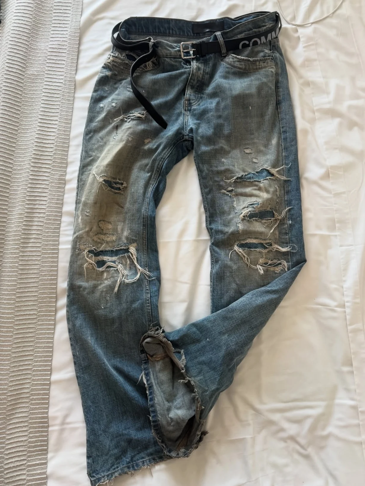 Blue (distressed patch denim)