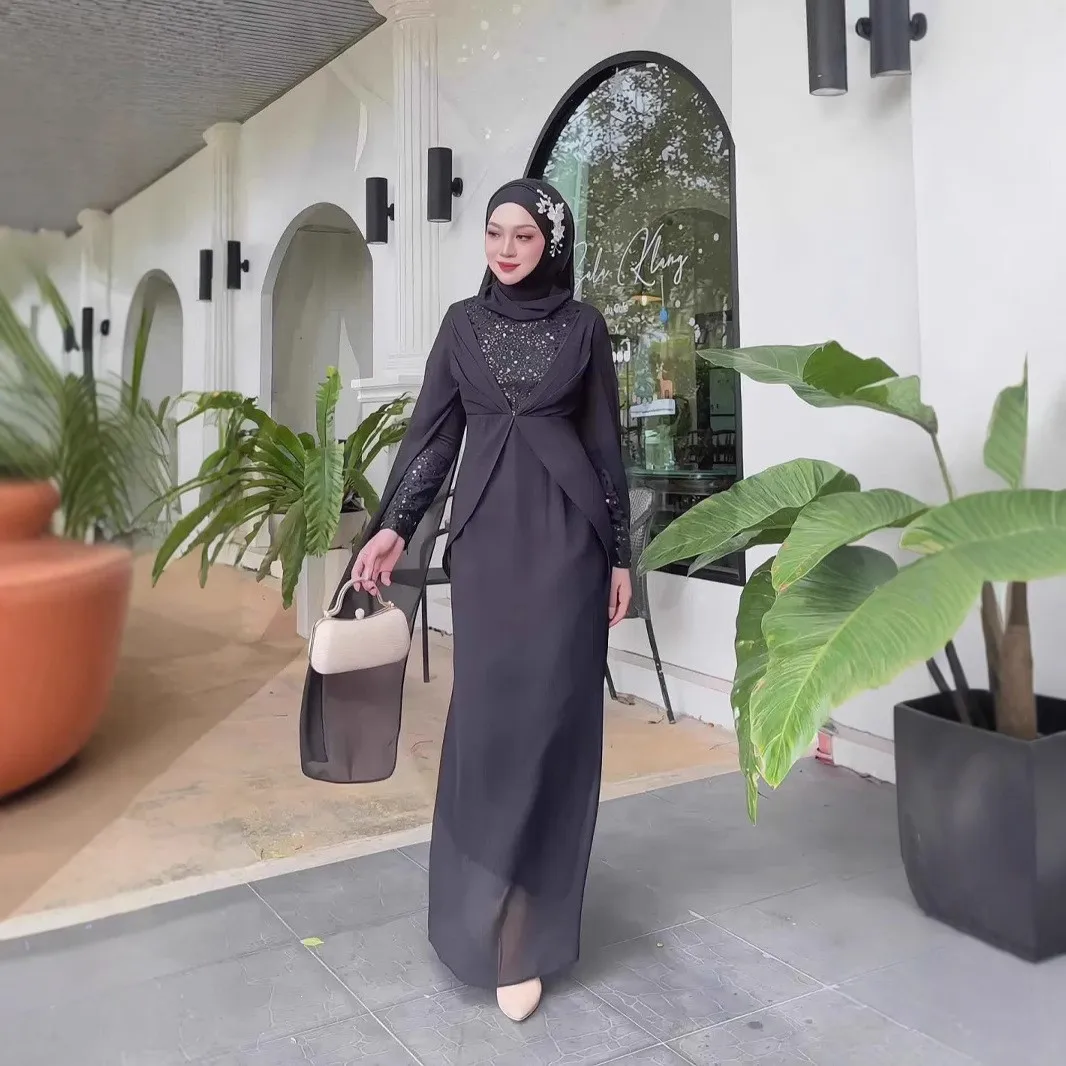 Dress Eid Muslim Abaya Women Party Dresses Jalabiya Vestidos Sequins Abayas Kaftan Islam Arab Long Robe Ramadan Morocco Dubai