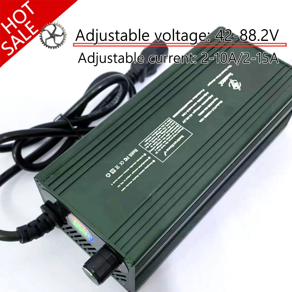 

10A 15A Curren Voltage Adjustable 48V 60V 72V 84V 54.6V Li-ion Lifepo4 Lithium Battery Charger 13S 14S 16S 20S 24S charge parts