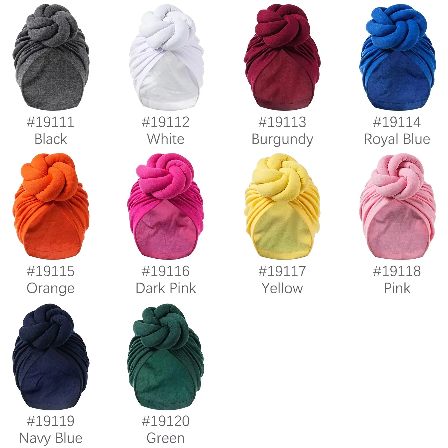 New Pre-Made Knotted Turban Hat Solid Color Head Wraps Elegant Pleated Beanies Headscarf For Women Turban