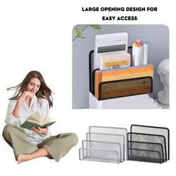Estantería de escritorio de rejilla de tres capas, soporte de archivo para oficina y escuela, organizador resistente, suministros B0F0