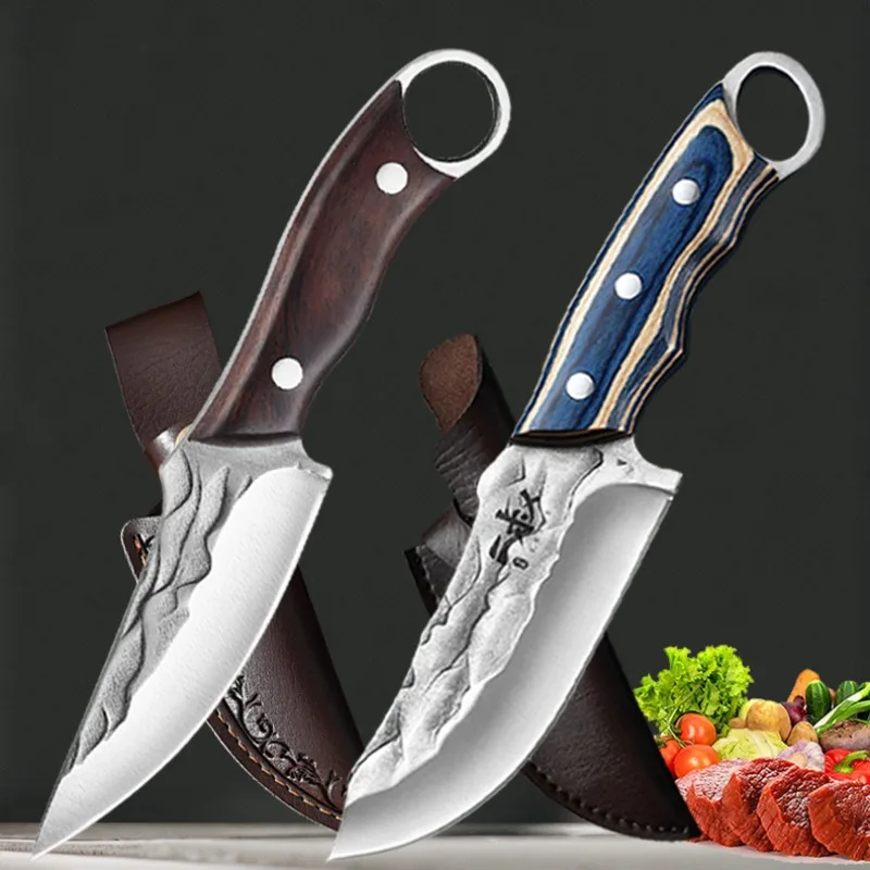 

High Hardness Portable Knife Fruit Vegetable Cutting Cleaver Small Peeling Forged Cutter Fish Fillet Pocket Butcher Knife