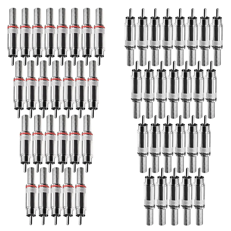 4/8/20Pcs Brass Nickel-plated RCA Male Plug RCA Connector for MIC AV Audio Video Speaker