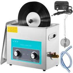 Ultrasonic Vinyl Record Cleaner 6L 40kHz Vinyl Ultrasonic Cleaning Machine Knob Control Record Ultrasonic Cleaner 4 Records