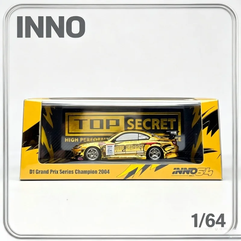 New Product INNO 1:64 Alloy Nissan TOP SECRET Silvia S15 Gold Replica Car Model Figure Collectible Decoration Gift for Boys