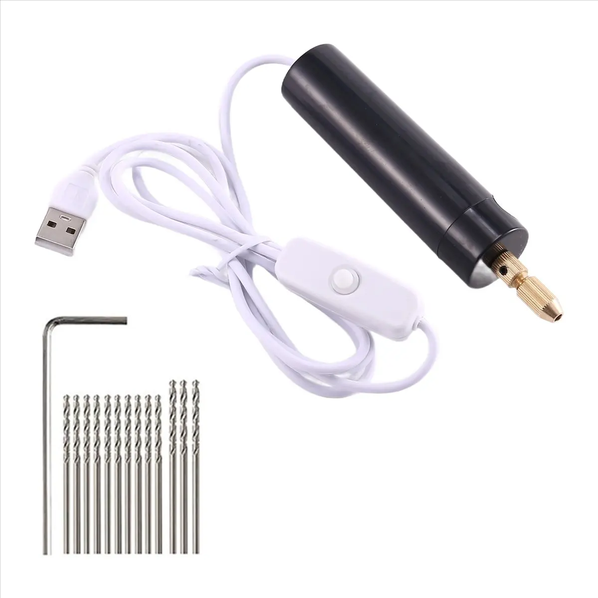 DT732/0.7-1.2Mm Micro-Electric Hand Drill Set for Resin,Electric Mini Drill for Jewelry Making Electrical Pin Vise Kit