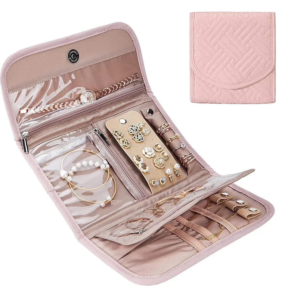 Travel Portable Jewelry Organizer Roll Foldable Jewelry Case for Bracelet Ring Necklaces Earring Jewelry Storage Bag Travel Bags