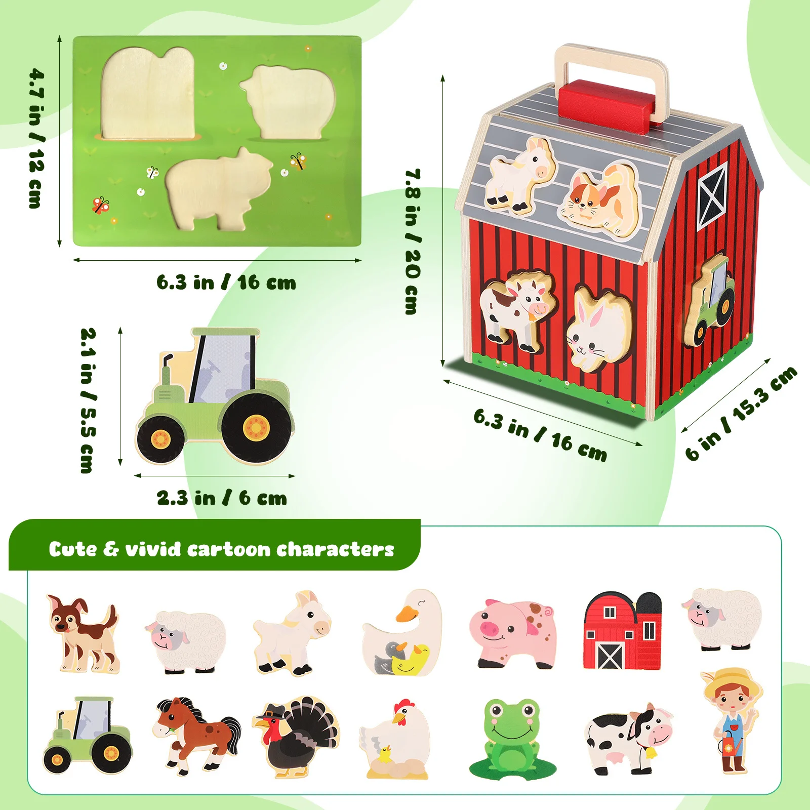 1 conjunto 1 conjunto de animais de fazenda de madeira playset para crianças de 2 a 5 anos montessori figuras animais pré-escolar haste de madeira natural presentes do bebê