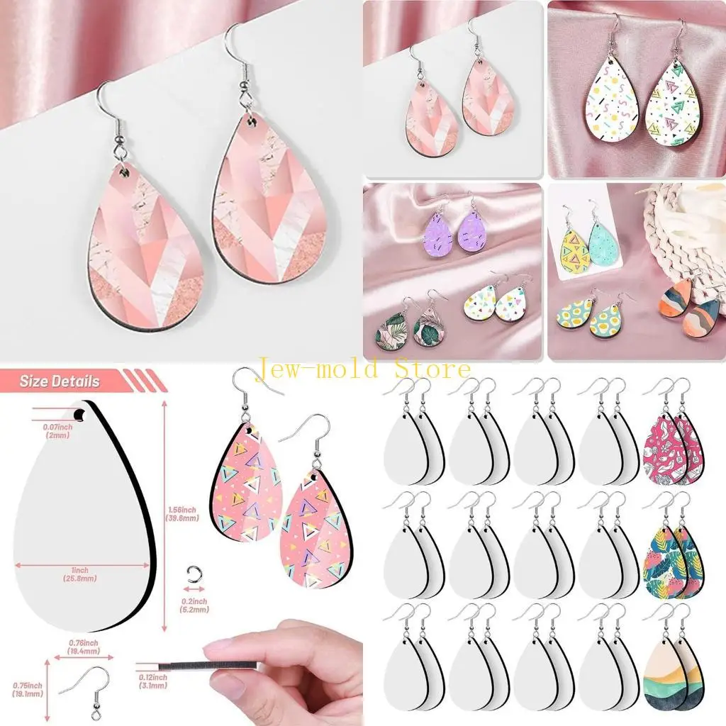 

C71B Сублимационные пустые серьги с теплопередачей, подвески в форме капли воды с крючками для сережек, подходят для ювелирных