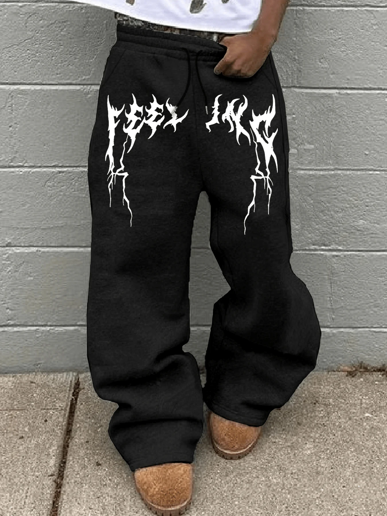 

Straight Leg Star & Footprint Print Sweatpants, Loose Fit, Unisex, Casual Street Wear, Comfortable For All Seasons