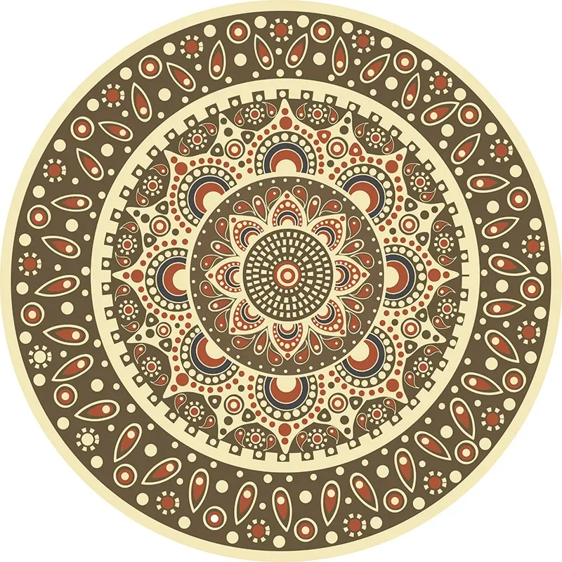 New Ethnic Persian Mandala Round Rug Floor Mat Cloakroom and Yoga Non-slip Living Room