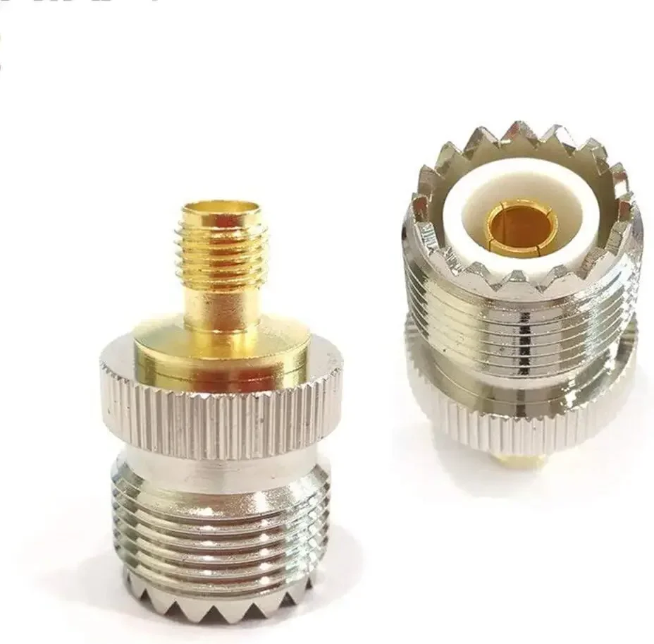 2pcs RF coaxial coax adapter SMA female to UHF(PL259) female SO-239 SMA Jack/Plug to UHF Nickel Gold Plated Test Converter