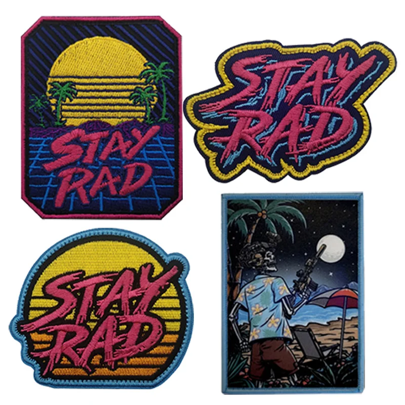 Outdoor Bag Accessories Stayrad Seaside Scenery Beach Embroidered Patch Sun Rising Clothes Armband Hook Backpack Morale Badge