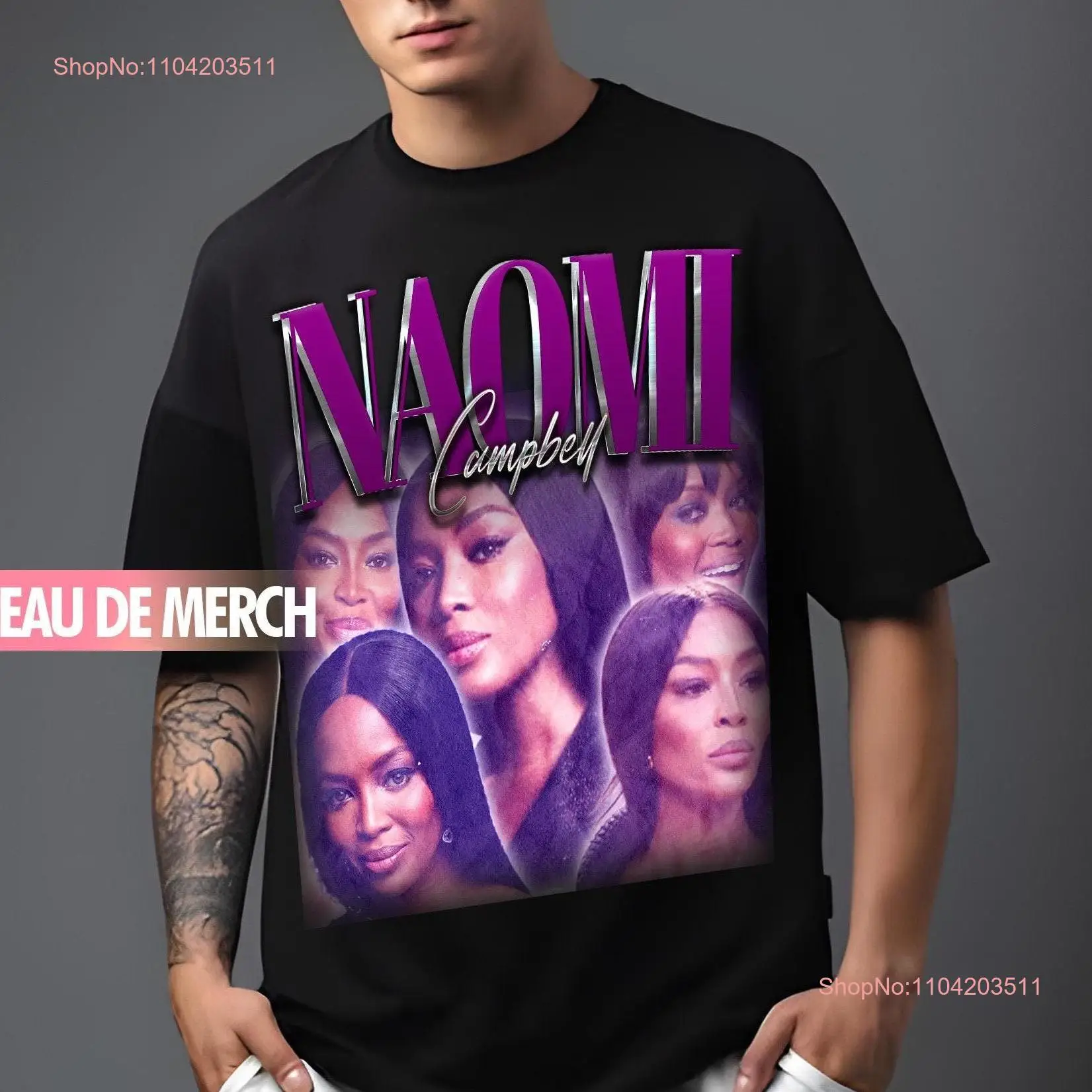 NAOMI CAMPBELL TEES Vintage T Shirt 90s Retro Merch Fans Homage long or short sleeves