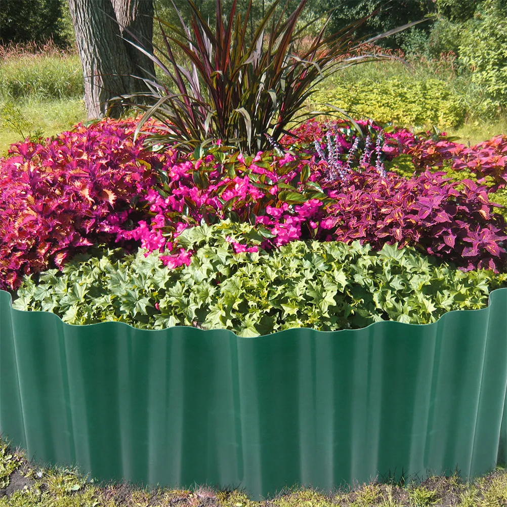 2 Rolls Plastic Lawn Edging Border Garden Fence Landscape Edging for Yard Courtyard Flower Bed Decoration Easy Install Outdoor