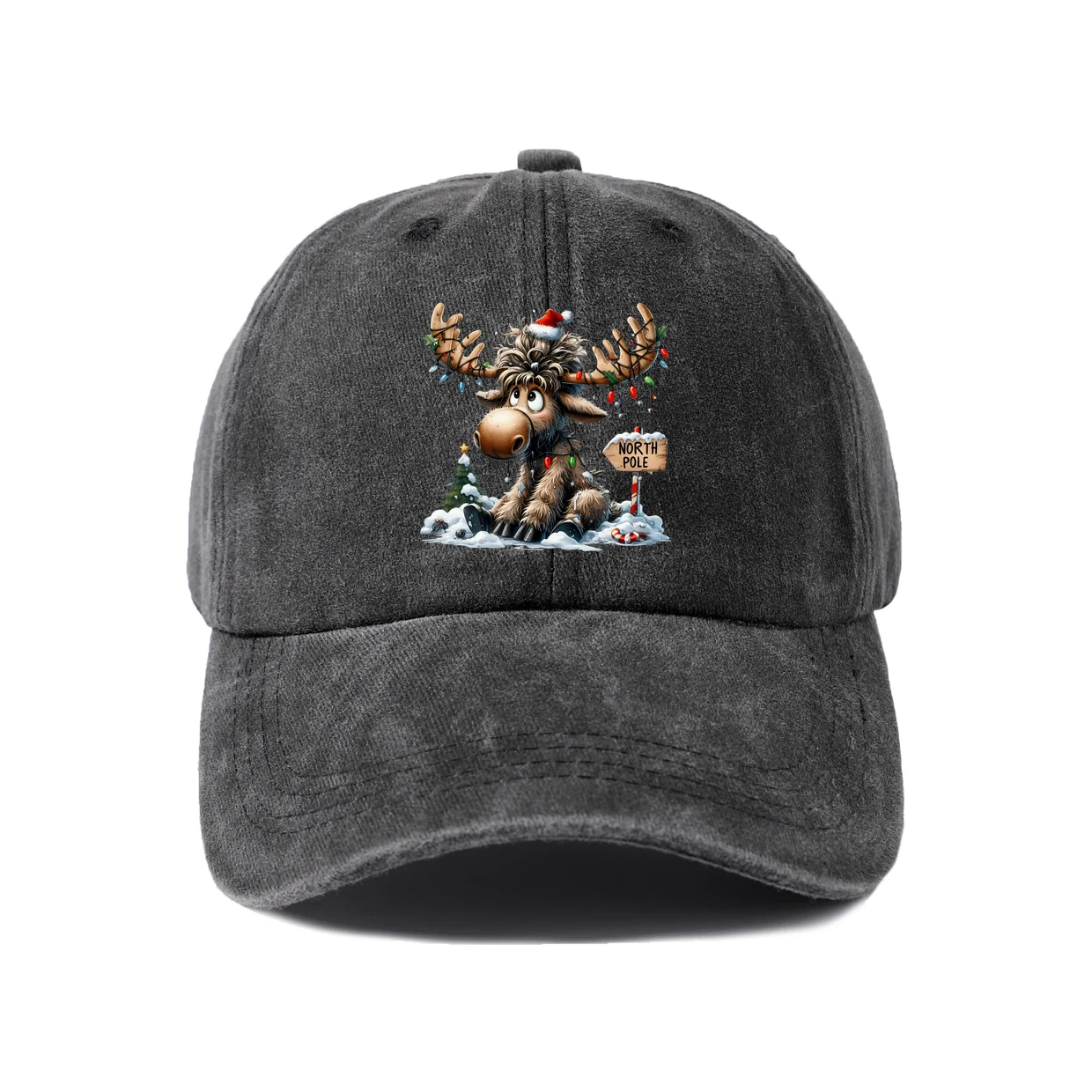 North Pole Baseball Cap, Vintage Washed Adjustable Unisex Dad Hat, Outdoor Gift