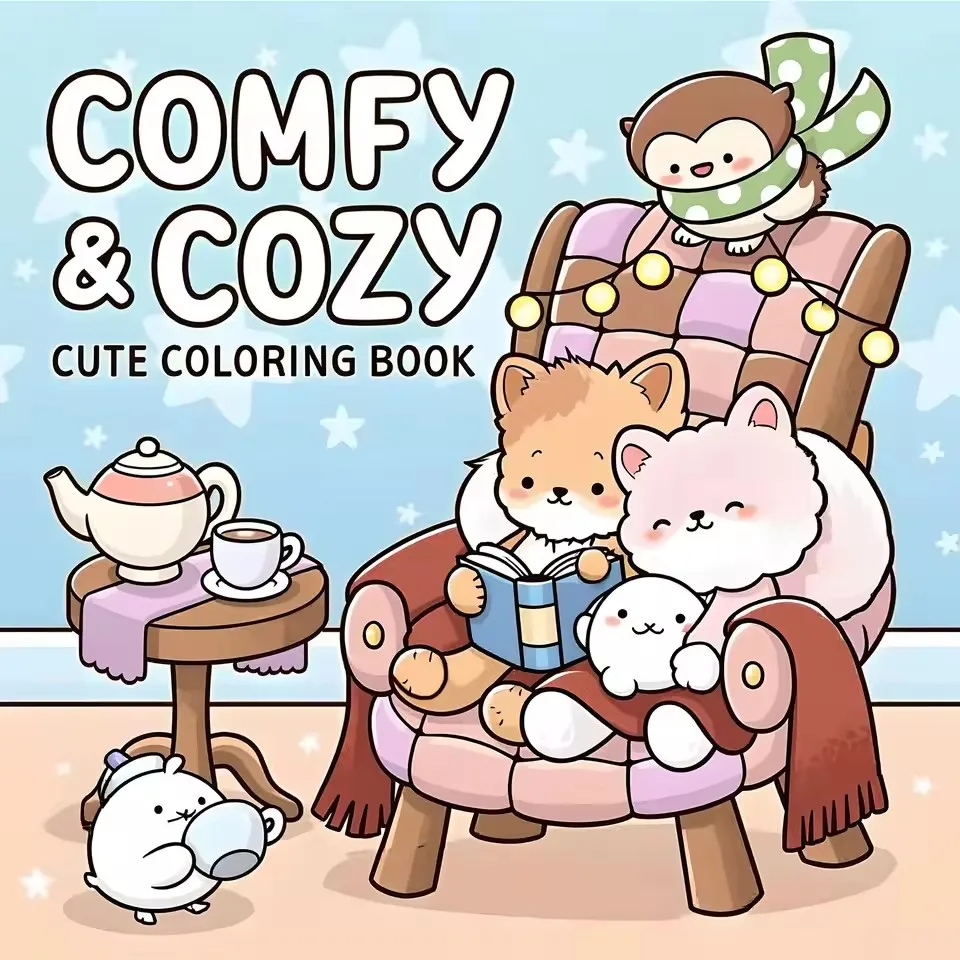 Comfy Cozy Adult Cute Coloring Book Relaxation Drawing Notebook Perfect Birthday Party Gift for Art Enthusiasts