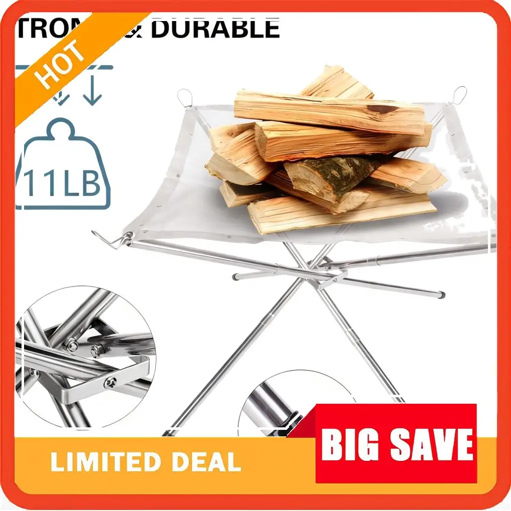 Campfire Grill Portable Fire Folding Stainless Steel Wood Burning Lightweight