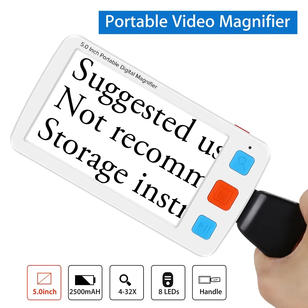 

5 Inch Portable HD Electronic Digital Magnifier LCD Screen 4-32X Zoom Reading Eyesight-Aiding For Elderly 17 Color Modes