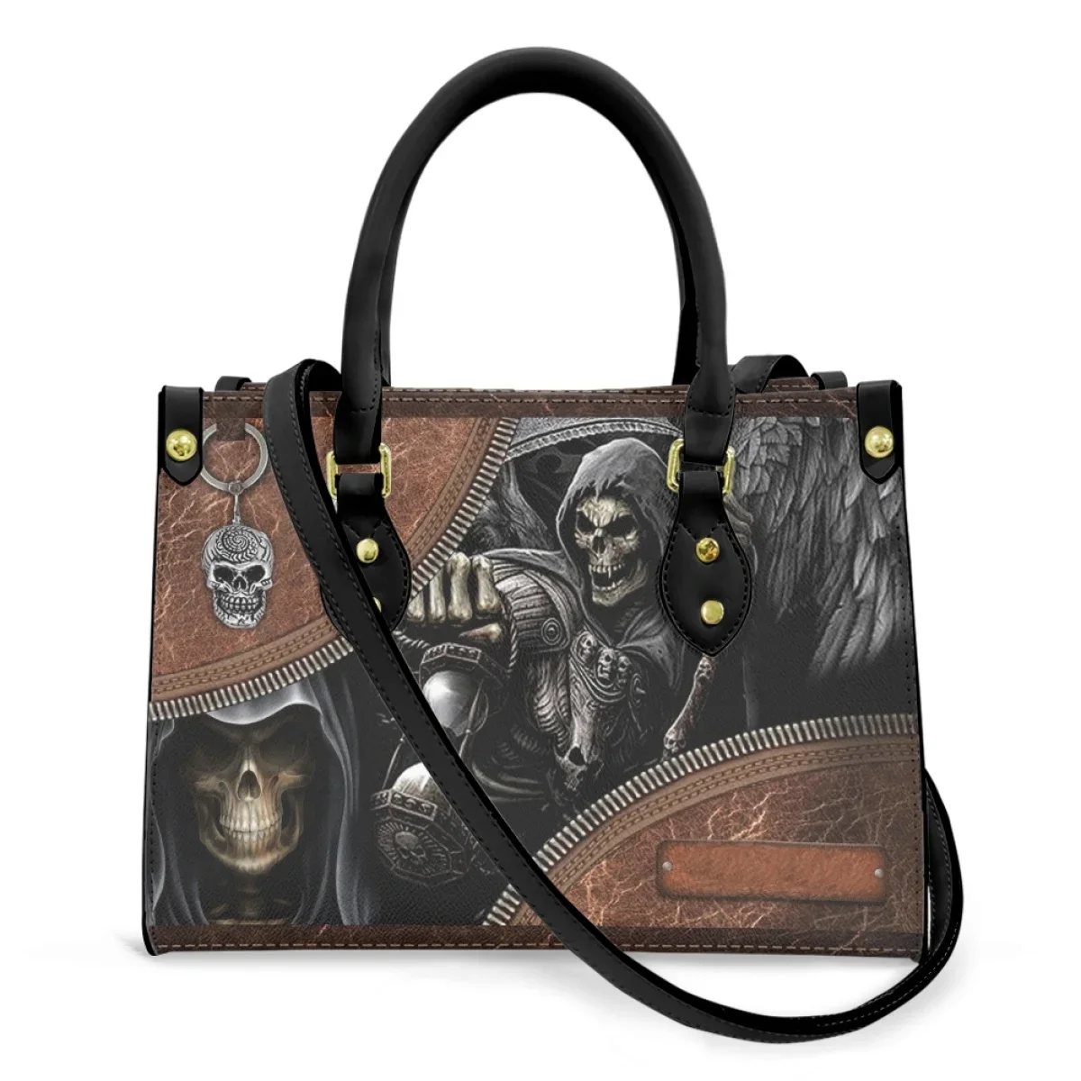 Bolsos de estilo gótico para Mujer, bolsos de hombro de cuero con patrón de Calavera, bolsos cruzados pequeños informales, a la moda