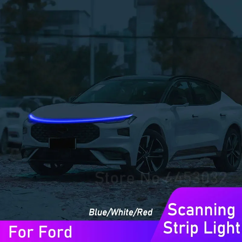 

59 inches DRL LED Strip Car Hood Light For Ford Escape Focus Mondeo Mustang Ecosport Scanning Daytime Running Lamp Accessories