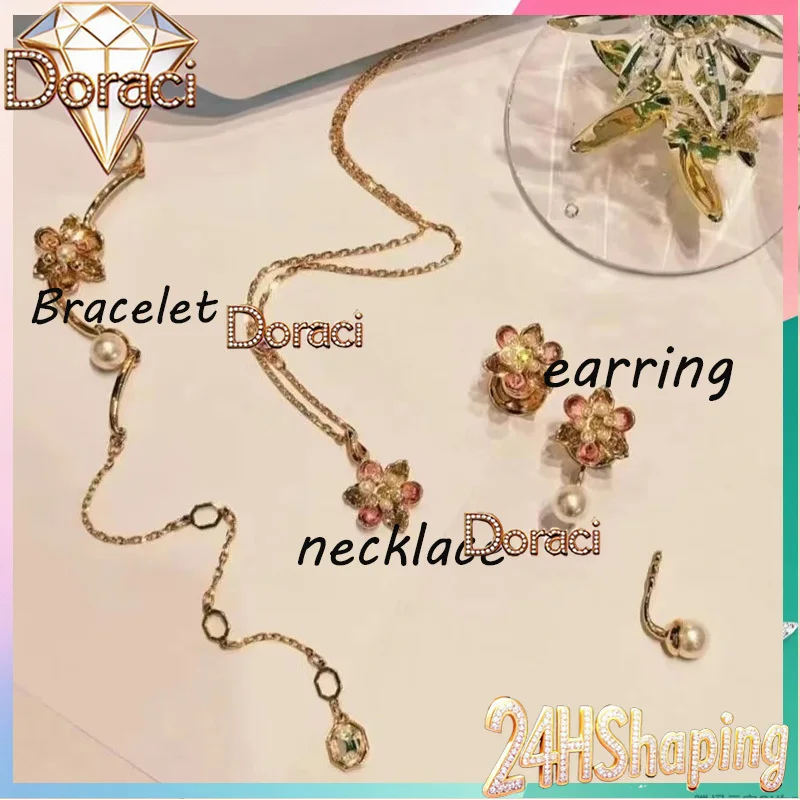 

Комплект ювелирных изделий нового стиля 2025 года, бионический цветочный дизайн, розовые драгоценные камни и жемчуг, подходящие для летних красочных ожерелий, узоров, браслетов