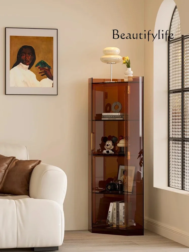 BJ Acrylic Corner Storage Cabinet With Door Triangular Display Cabinet Living Room Corner Study Floor-to-ceiling Locker